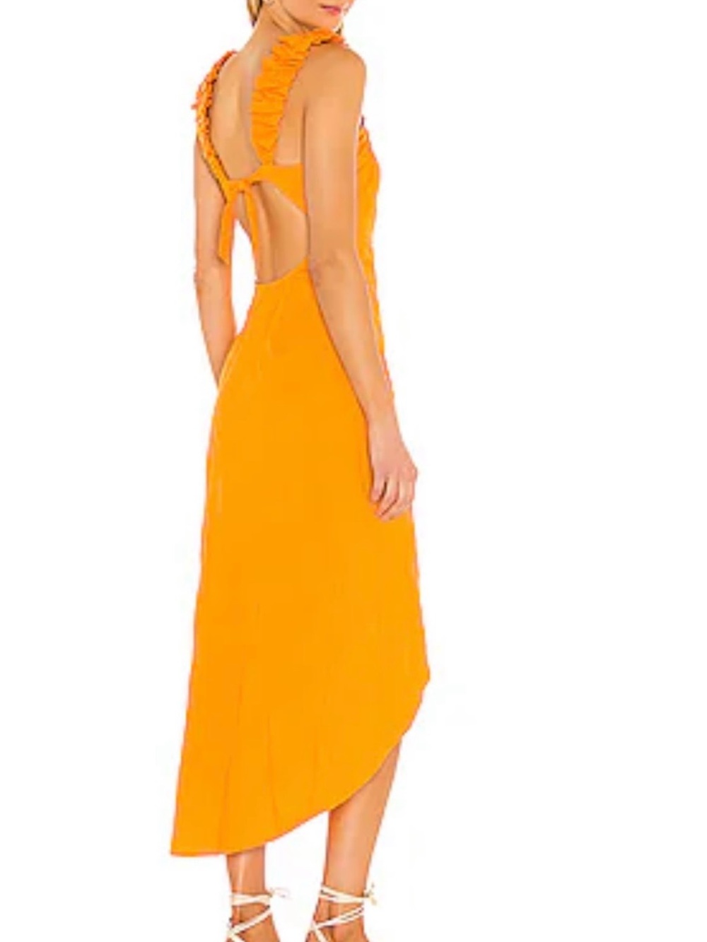 Free People Orange Ruffle-Back Midi Dress